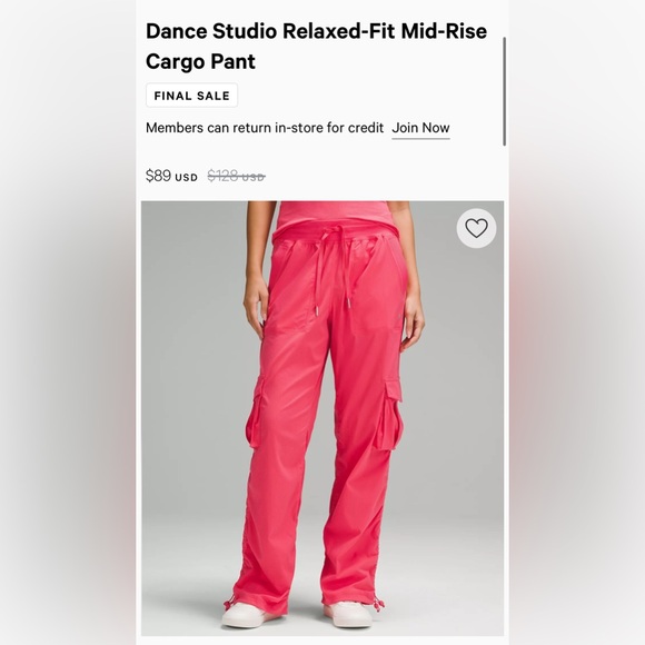 NWT 🍋Lululemon Dance Studio Relaxed-Fit Mid-Rise Cargo Pant Sz S - Picture 8 of 10